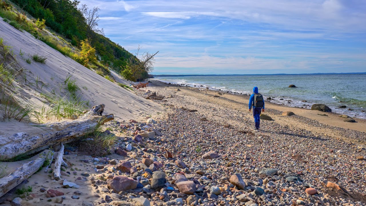 Spacer po Wyspie Wolin. Dzika plaża, szum fal, mewy i las - relaks, natura, Poland, Baltic Sea
