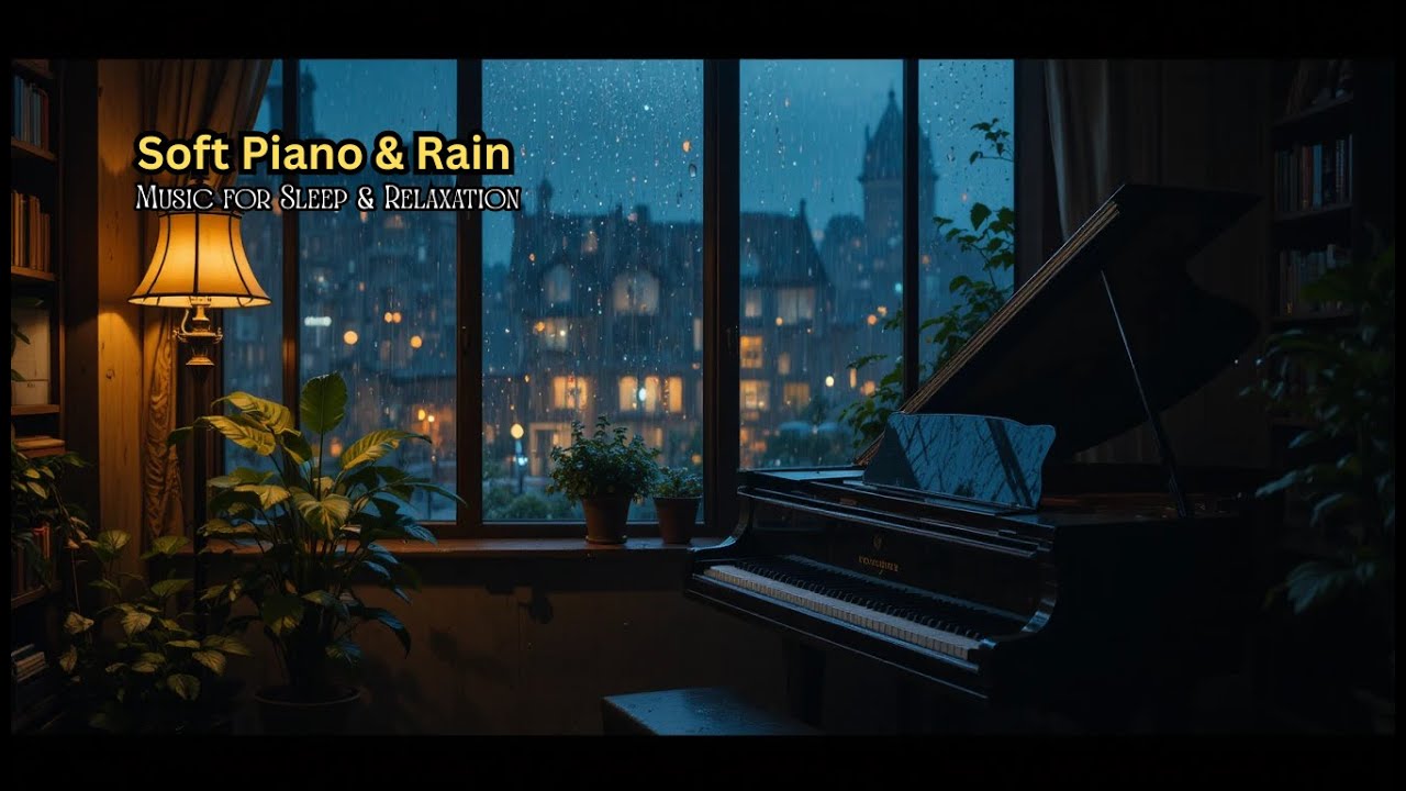 Relaxing Rain Piano for sleep | Black Screen No Ads for Deep Rest