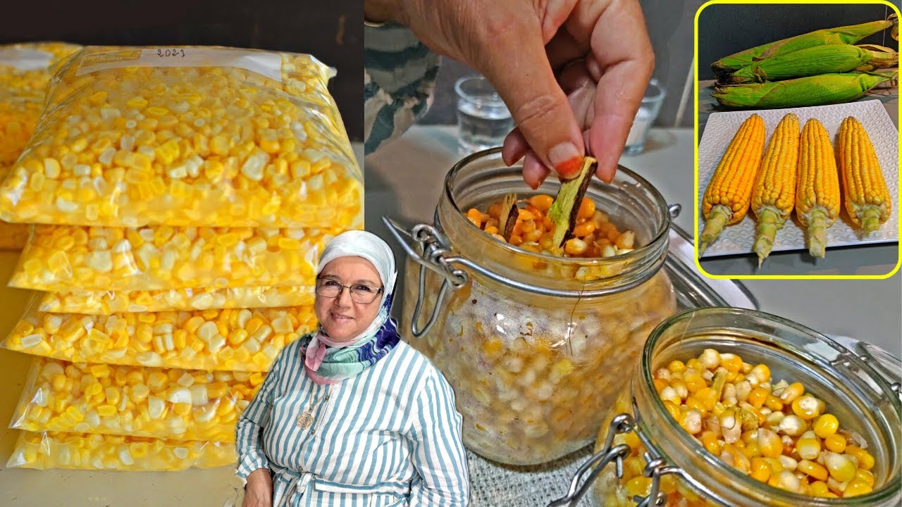 فوائد الذرة الصفراء ستغليها وحتفظي بيها أطول مدة ممكنة وطريقة تحليتها( بدون سكر )تماما مثل المعلبة🌽