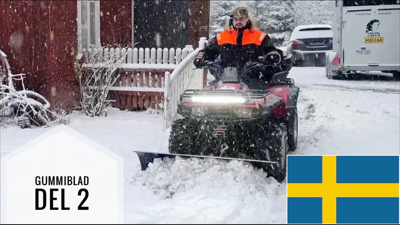 Monterar gummi-skär på ATV plogbladet. Del 2 av 2