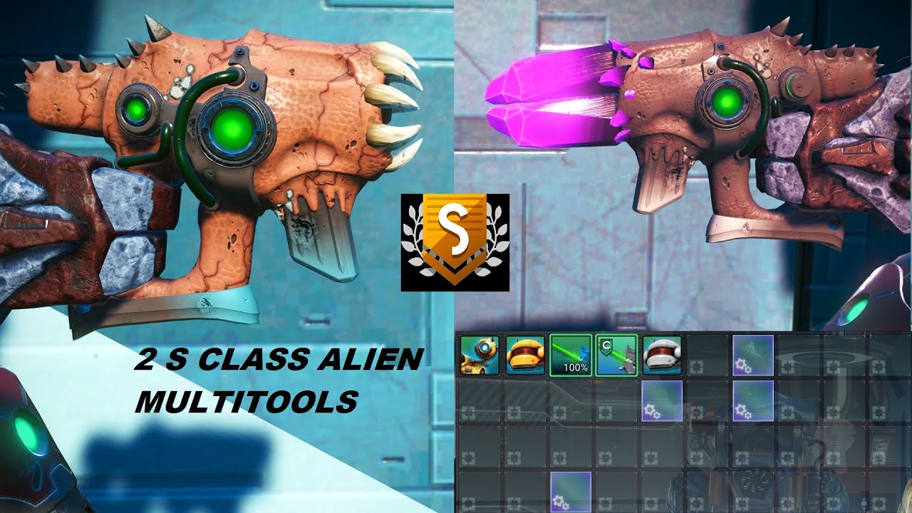 No Man's Sky - S Class Purple Crystal Alien Multitool & S Class Brown Toothed Alien Pistol Multitool