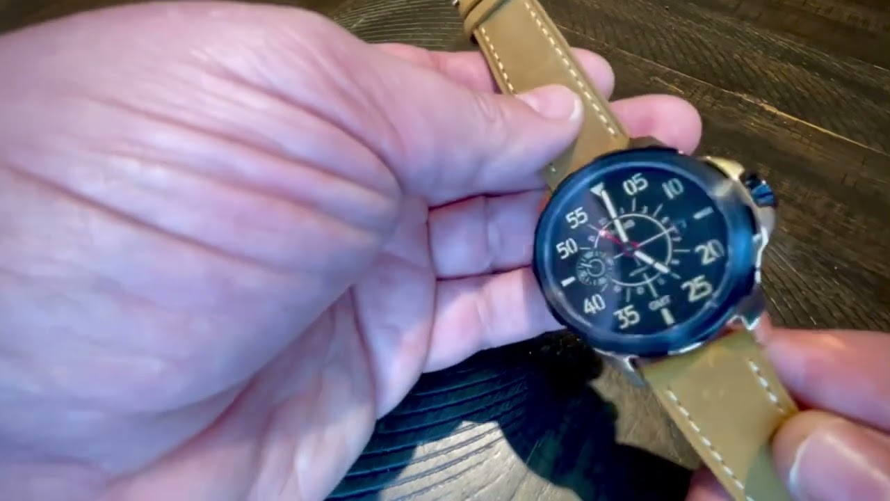 PARNIS GMT Pilot Automatic Watch - Stainless Steel Leather Band,  ST2557 Movement, Rose Gold for Men