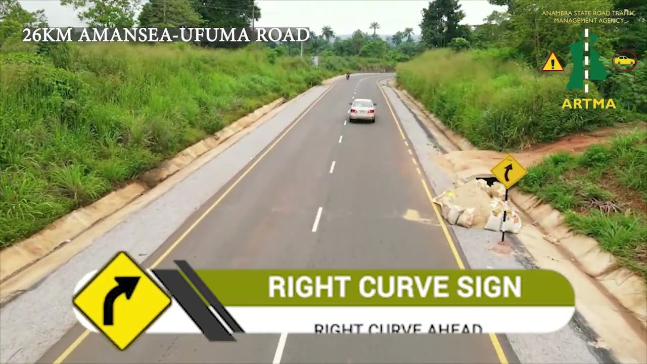 Drone Shot Of The 26km Amansea-Ufuma Road Signs Installed By ARTMA