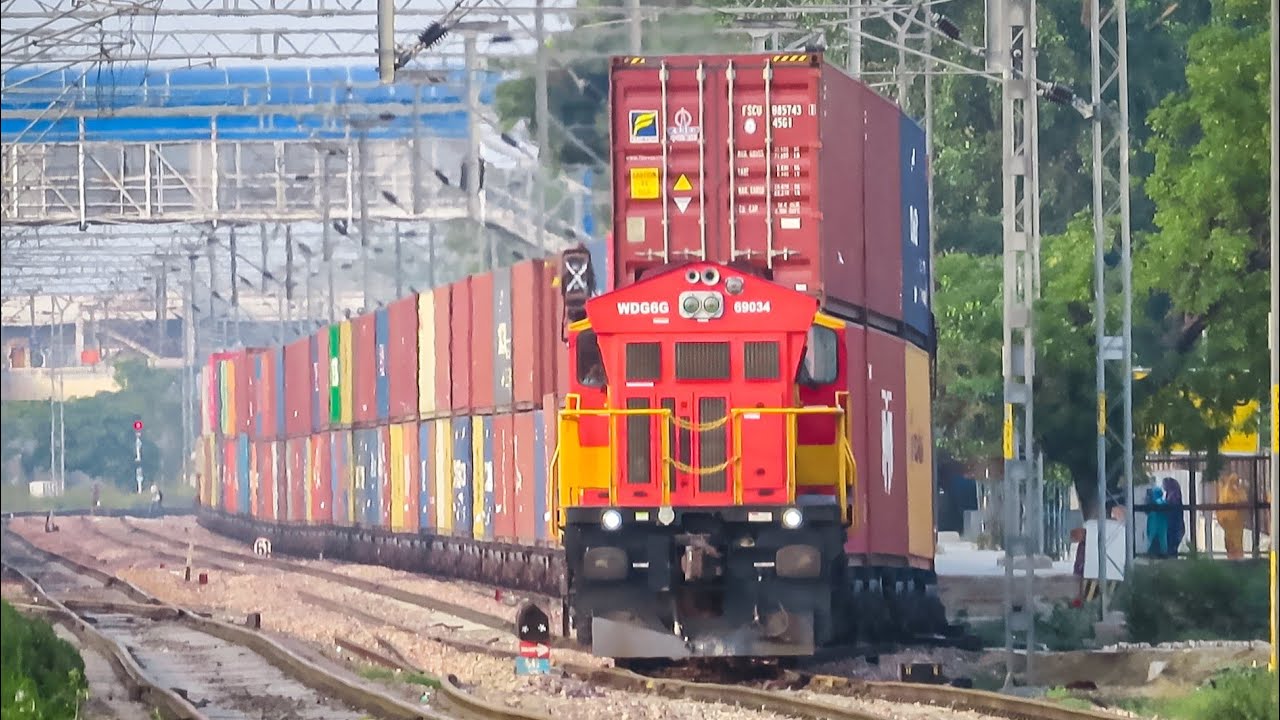 Wdg6g With Double Stack Container || Indian Railways