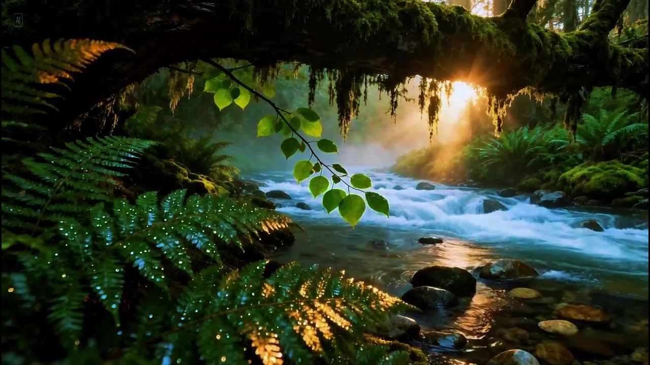 Deep Calm Forest Ambience | Natural River Flowing Sounds | Calming Birdsong in the Forest