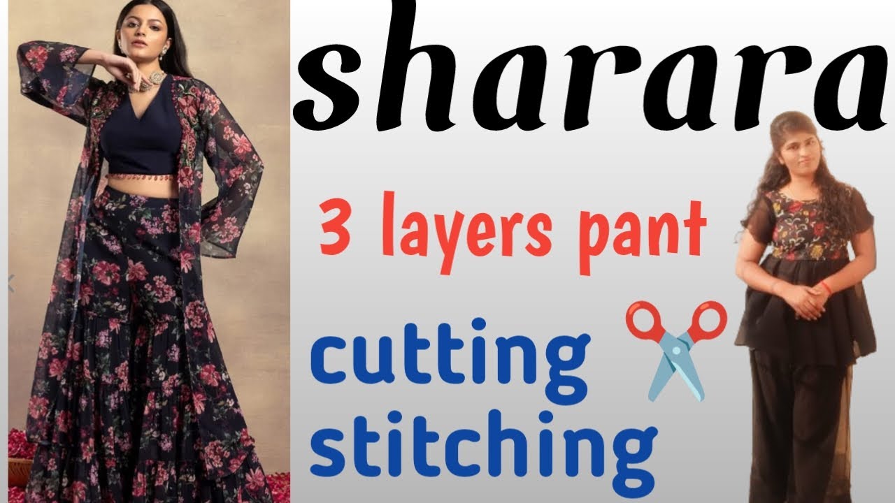 Sharara pant 🤩 cutting ✂️ stitching in telugu#shararasuit  3 layers pant