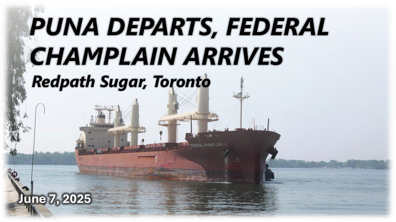 The Puna Departs and the Federal Champlain Arrives at Redpath Sugar, Toronto