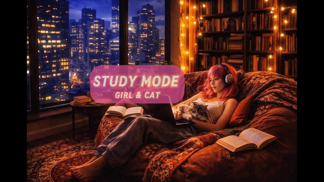 Study Mode 📖 Cozy Night Lo-Fi | Girl & Cat｜學習專注夜晚Lo-Fi｜勉強用ナイトLo-Fi