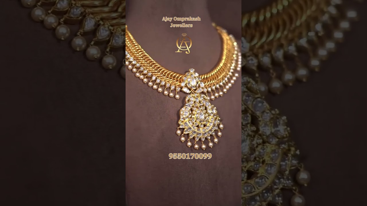 Polki Diamond Jalebi Necklace with detachable pendant 