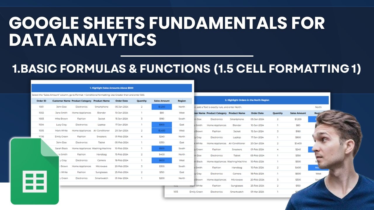 Google Sheets Fundamentals for Data Analytics | Module 1 Basic Formulas & Functions (1.5 Cell. Form)