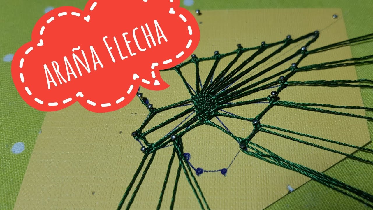 Ara&ntilde;a Flecha a  punto de lienzo - Bolillotutorial Raquel M.Adsuar Bolillotuber