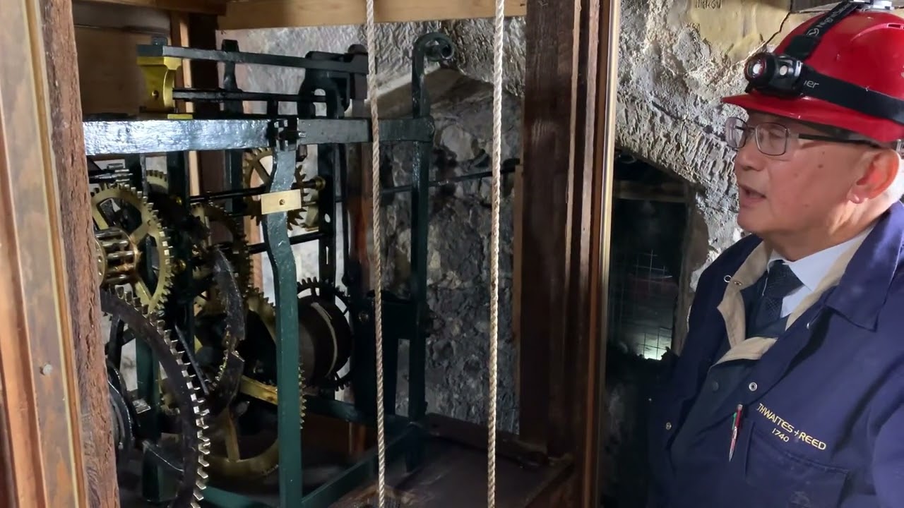 Restarting the tower clock of the Church of St Thomas à Becket at Cliffe, Lewes