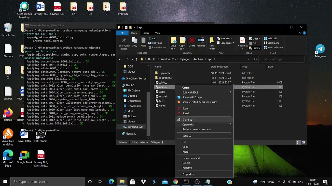 Django Administration application, Python Shell commands and HTML Input forms   Full video