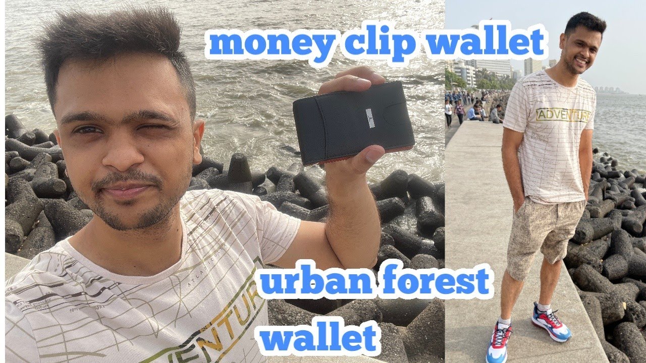 Urban Forest Eddy RFID Blocking Black/Orange Money Clip Leather Wallet for Men - Minimal Leather