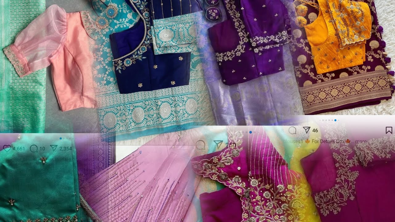 Contrast saree and blouse combination 