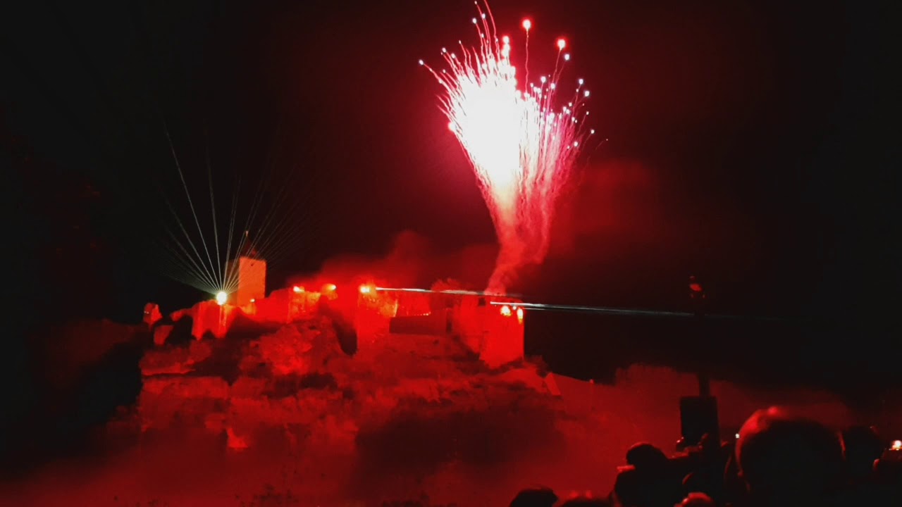 Laternenfest Halle (Saale) 2019: Lasershow von der Burg Giebichenstein