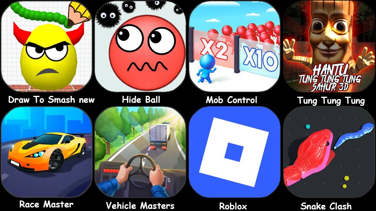 Draw To Smash New,Mob Control,Race Master,Roblox,Tung Tung Tung,Hide Ball,Sandwich Runner...