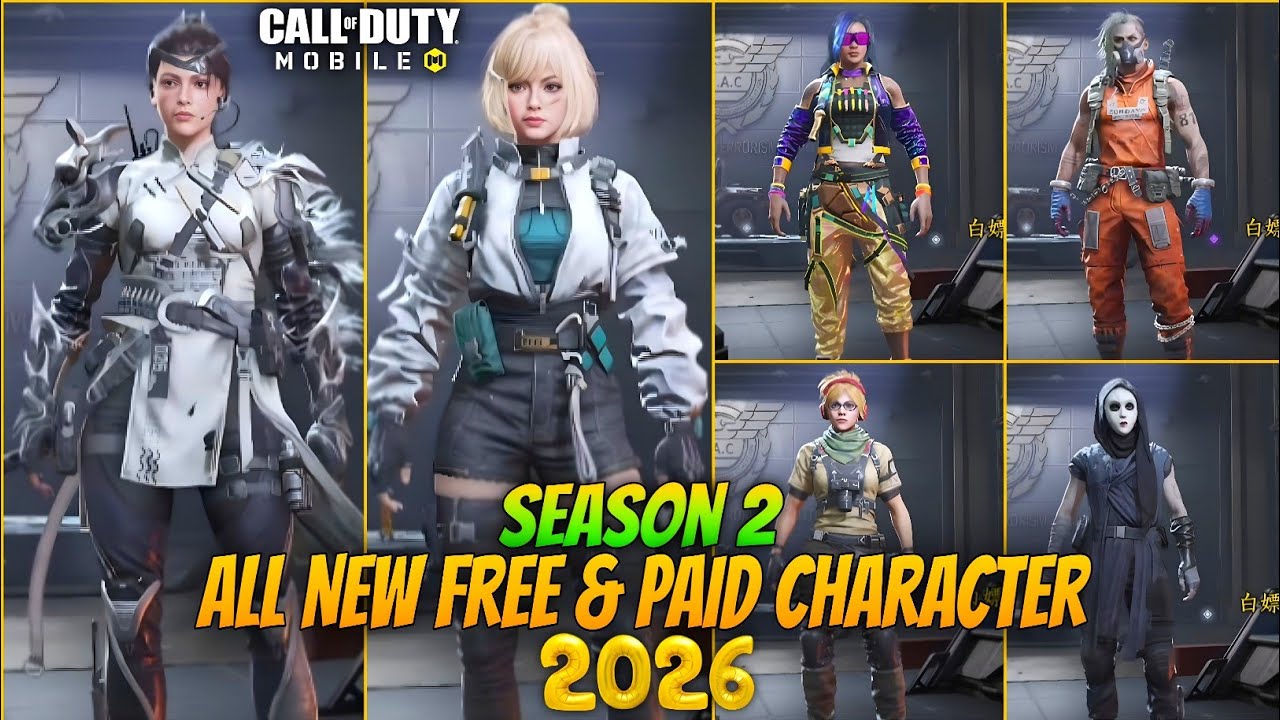Season 2 Leaks+All Battle Pass Character & All New Free & Paid Character Skin Leaks | CoD Mobile S2