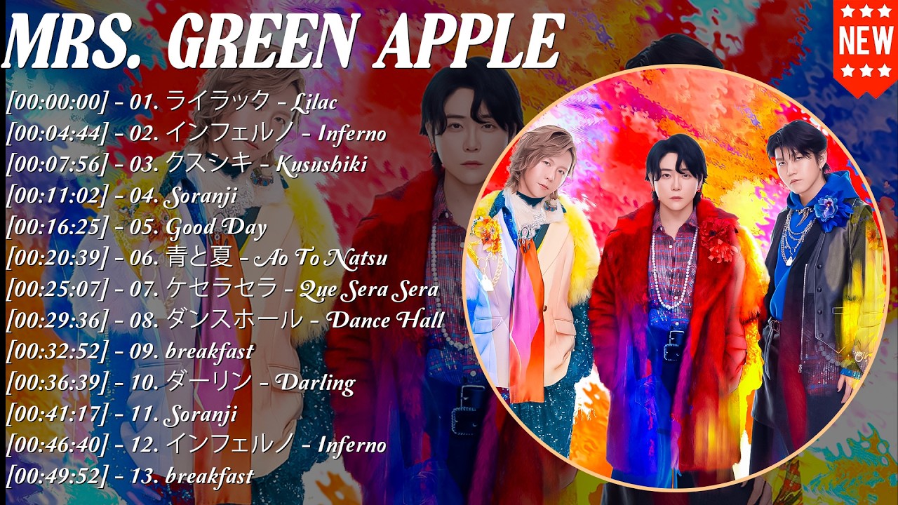 【PLAYLIST】Mrs Green Apple メドレー 🌸今聴くべき Mrs Green Apple の BEST メドレー ランキング 2025