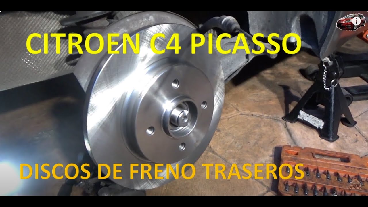 Como cambiar los discos de frenos traseros con rodamientos de ruedas integrados Citroën C4 Picasso.