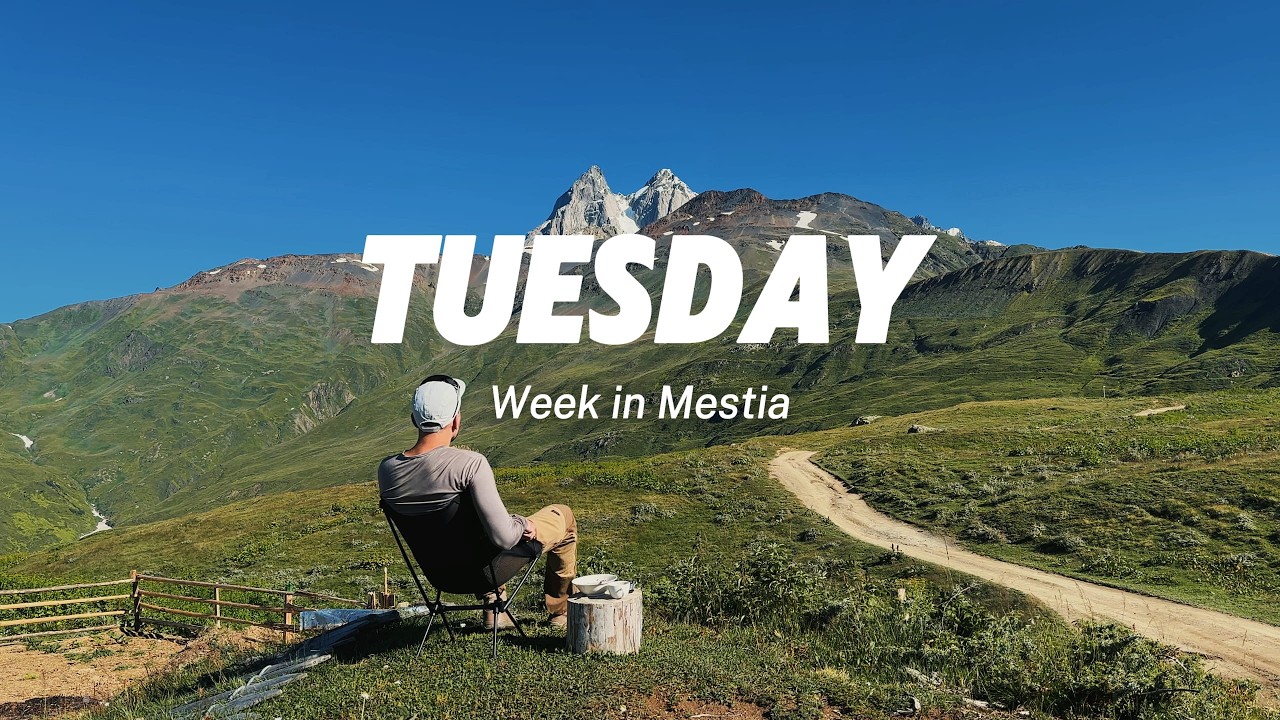 Week in Mestia - Tuesday. Breakfast with a stunning view of Ushba. Mountain cycling.