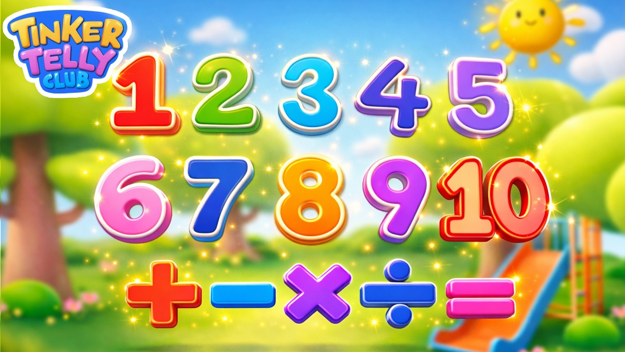 Numbers 1–10 with Basic Math Symbols | Plus, Minus, Equal Sign , Multiply & Division