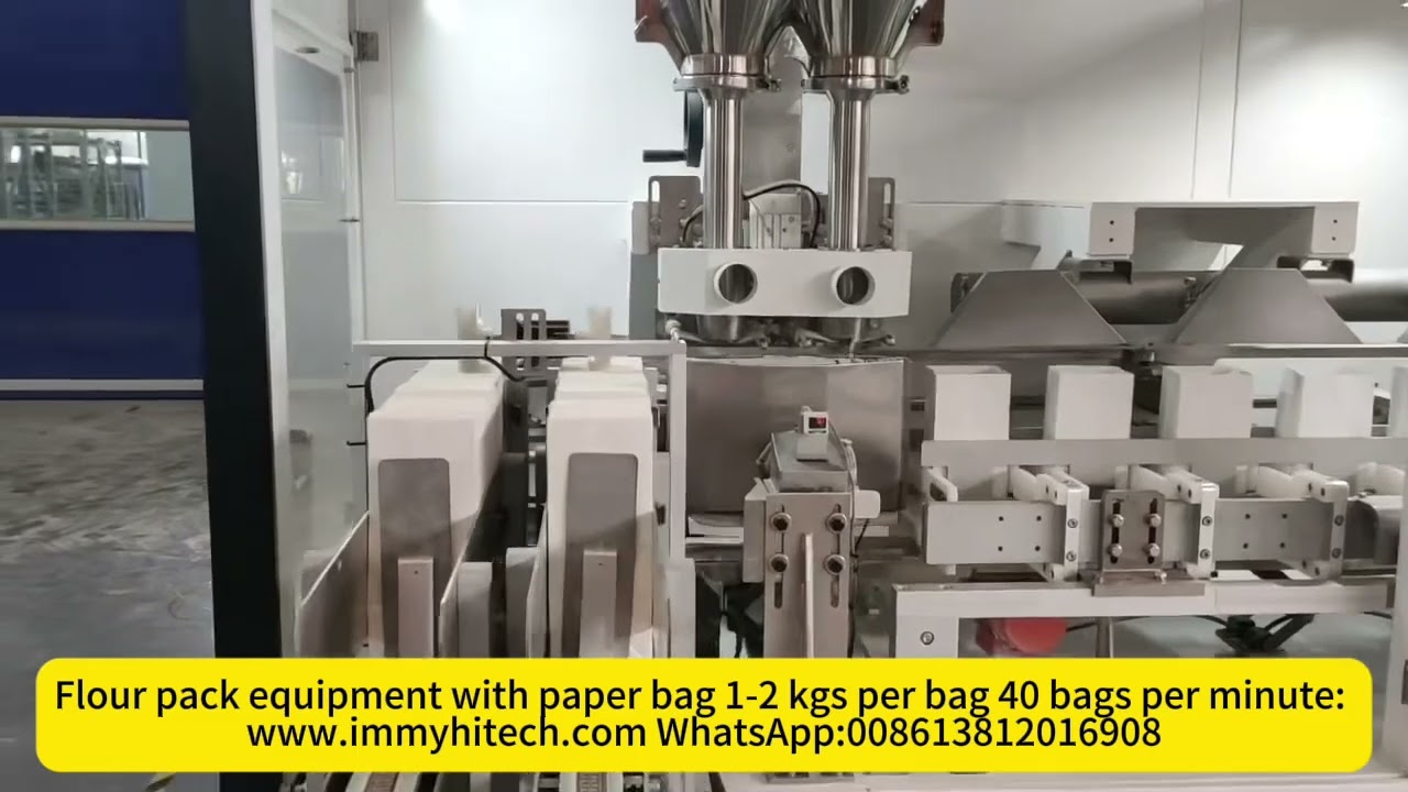 Flour packer paper bag 1-2 kgs, 40bags per a minute:www.immyhitech.com , WhatsApp:008613812016908