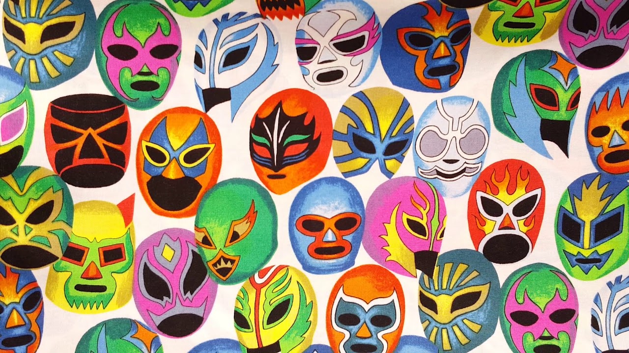 white wrestling mask retro fabric Alexander Henry USA