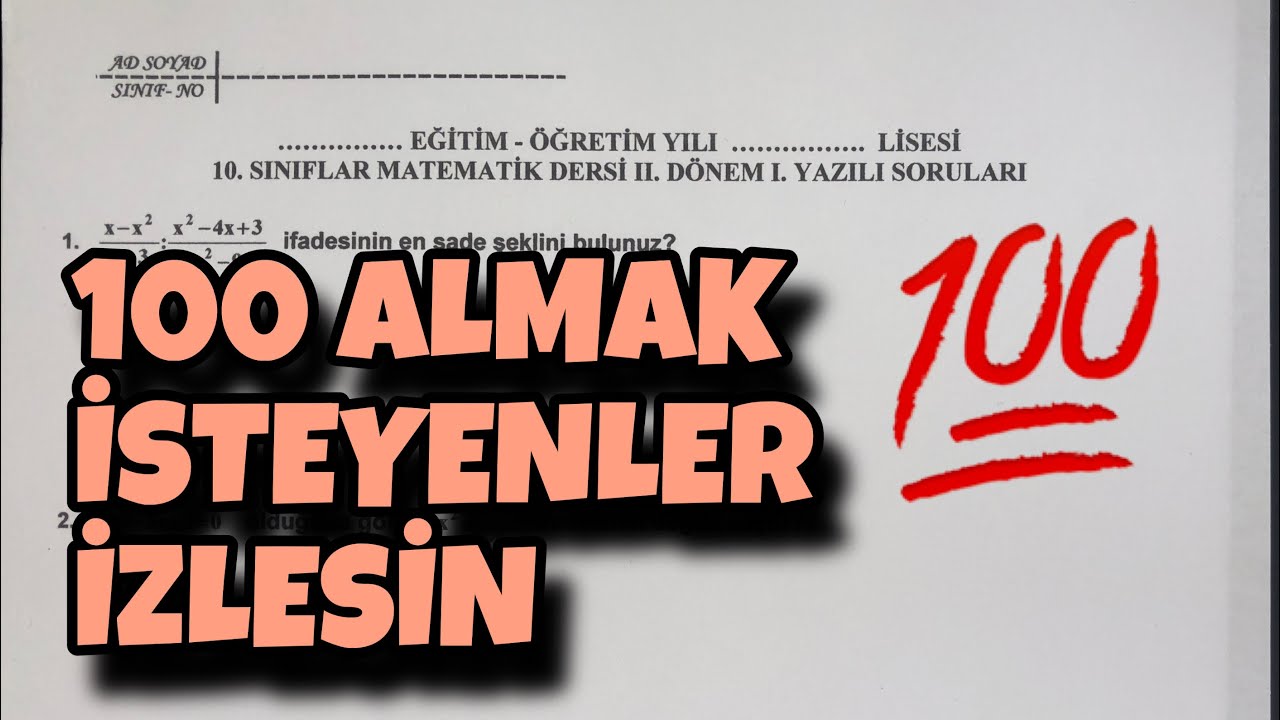 10.Sınıf Matematik 2.Dönem 1.Yazılı