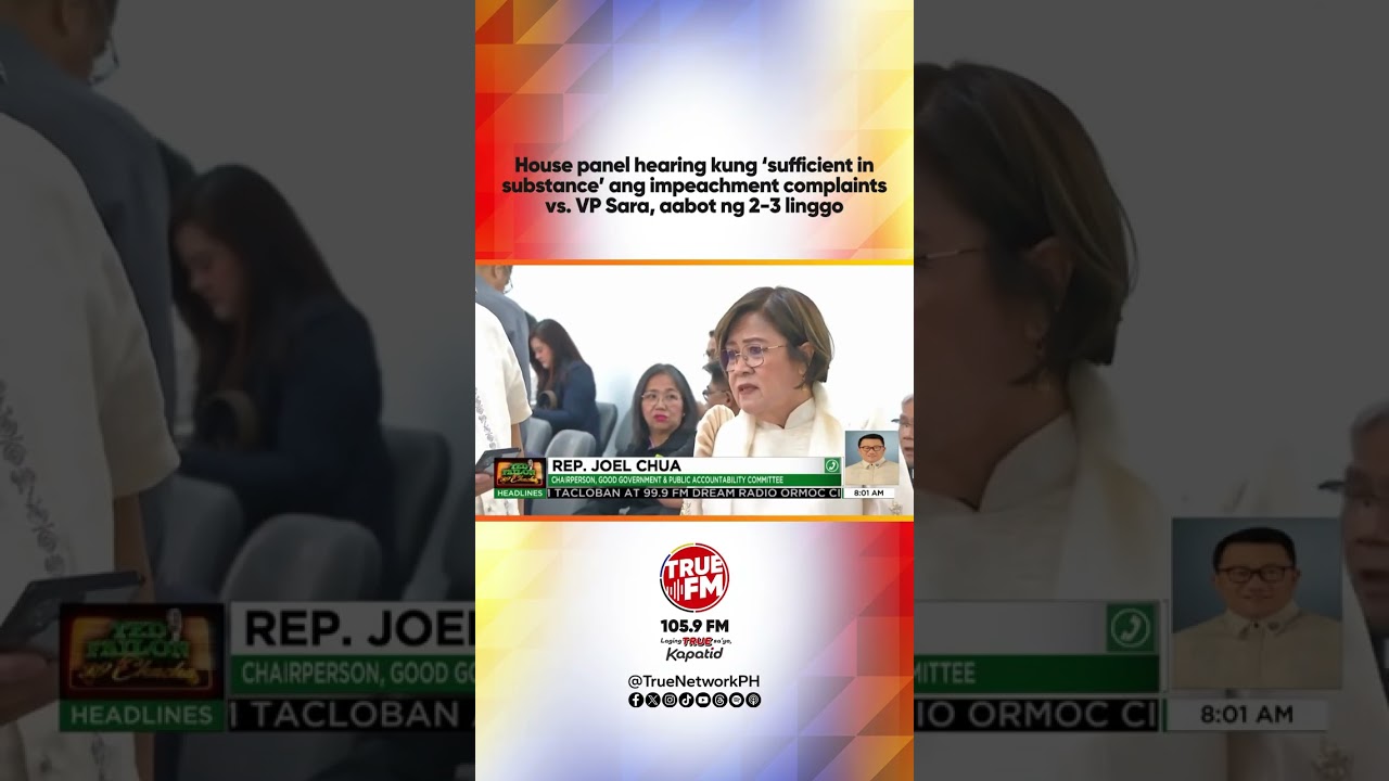 House panel hearing kung ‘sufficient in substance’ ang impeachment complaints vs. VP Sara
