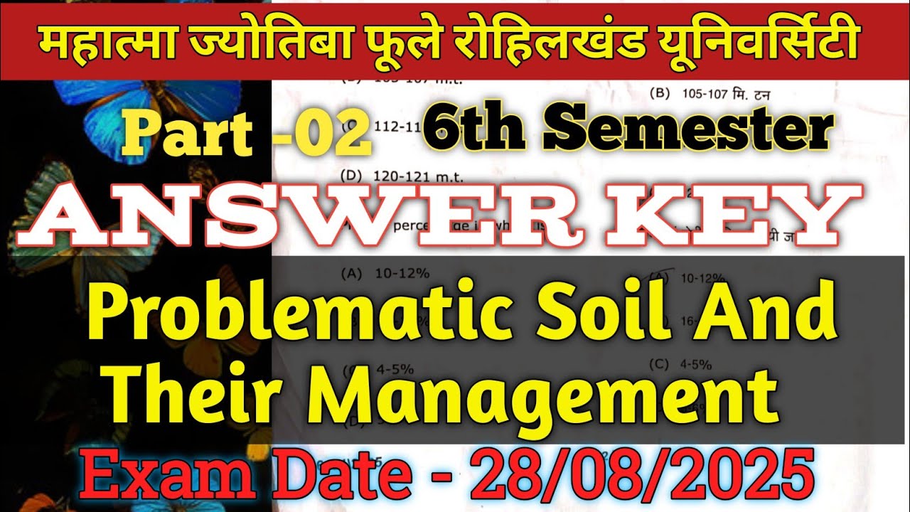 Answer Key 🗝️|Part-02 Problematic Soil And Their Management Mjpru Bsc Ag 6th Semester 
