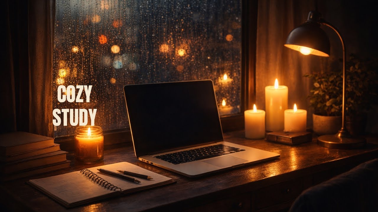 Cozy Night Study Desk ☕ Rain Sounds for Deep Focus | 作業用BGM・集中環境音 (1 Hour)