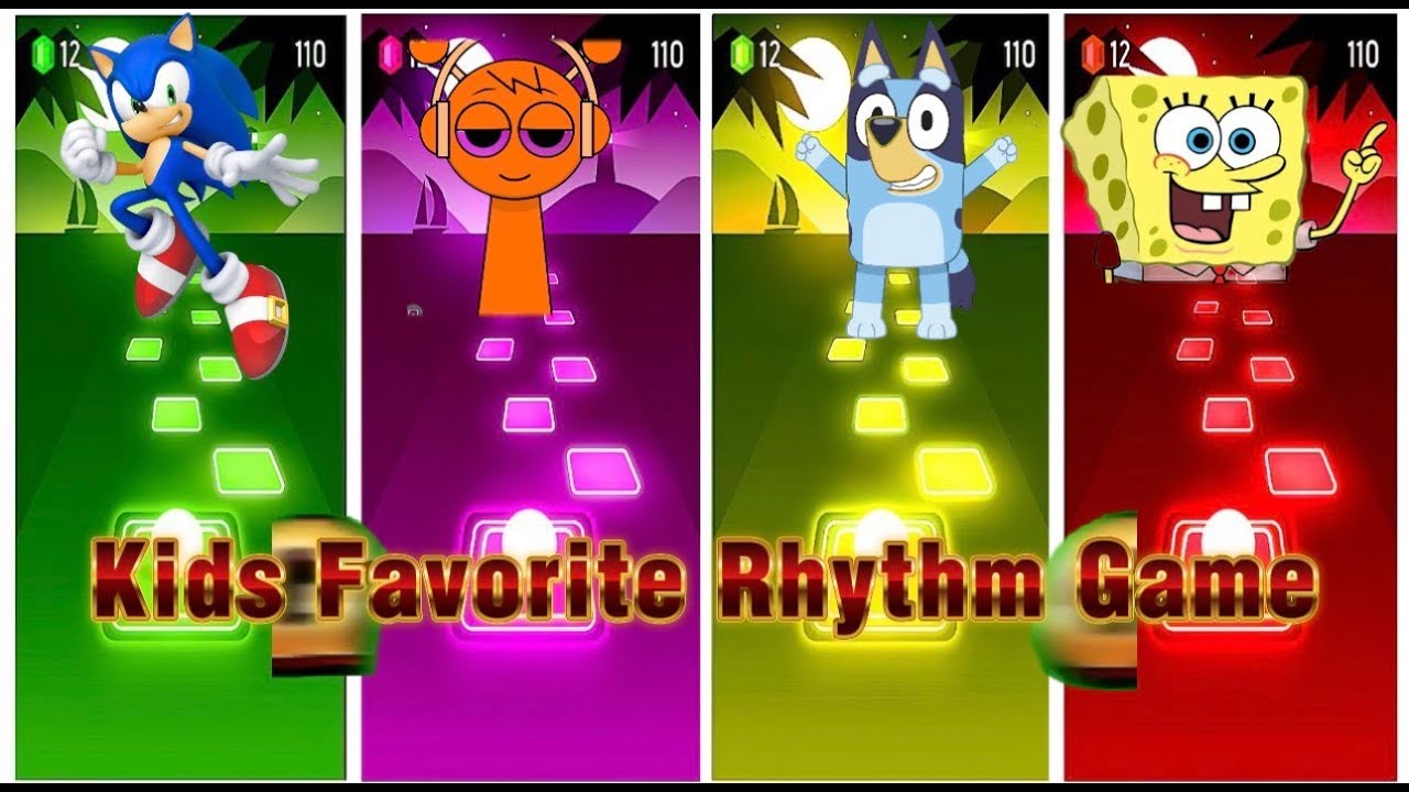 Bluey vs Sonic?! 😱 Tiles Hop Battle | SpongeBob Music Game