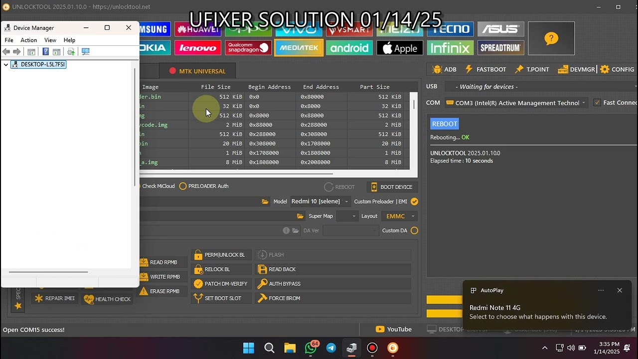 FRP BYPASS REDMI 10 SELENE ONE CLICK BY UNLOCK TOOL 2025 (Ufixer Solution) #frpunlock #frpunlocktool