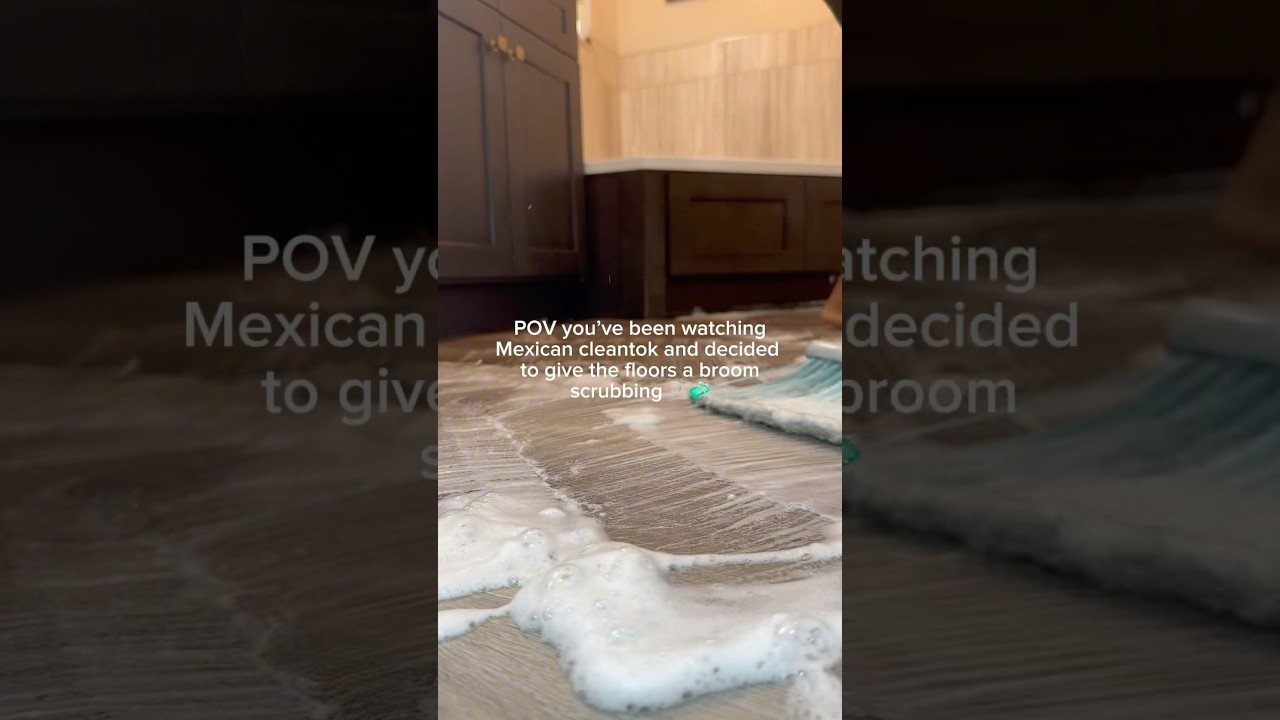 She Said Her Abuela Taught Her This | Floor Broom Scrubbing Hack 🧹✨
