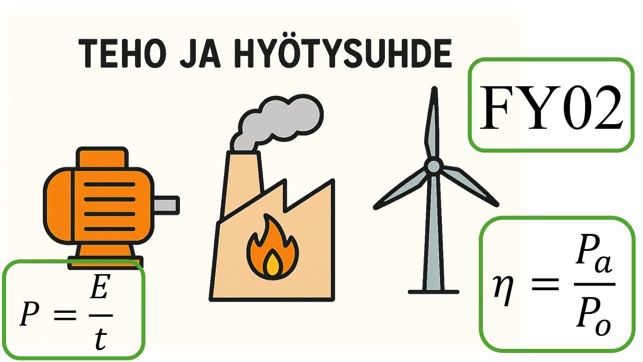 🟢 FY2 💪 Teho ja hy&ouml;tysuhde selitetty selke&auml;sti ! (FY1-FY2 Fysiikka)