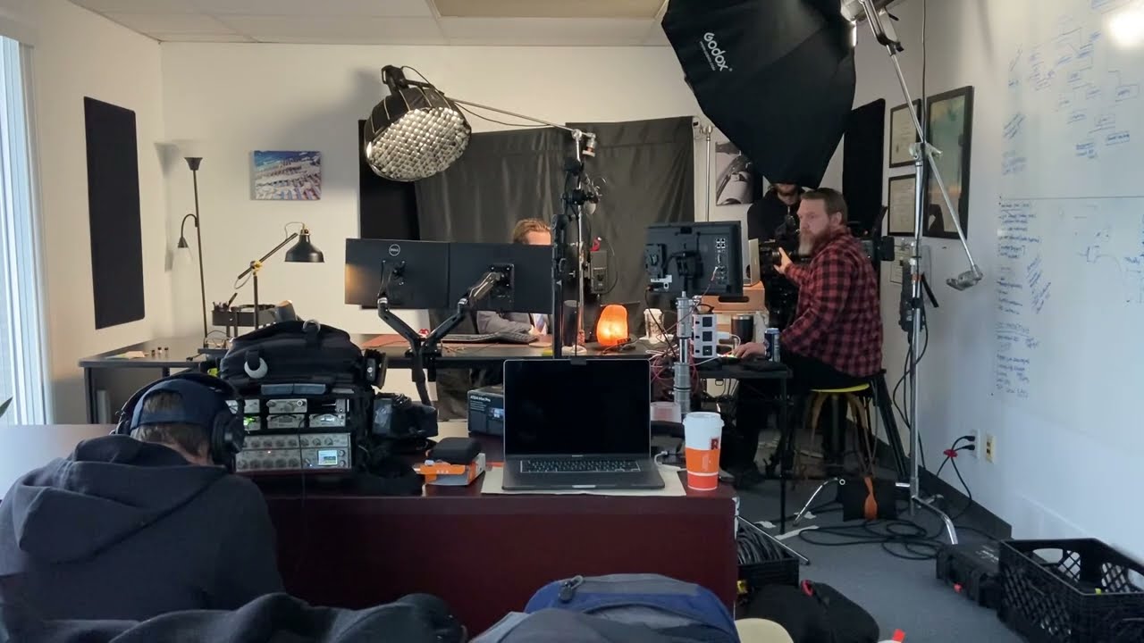 Michael Primeau filming in his office for A&E Networks ￼