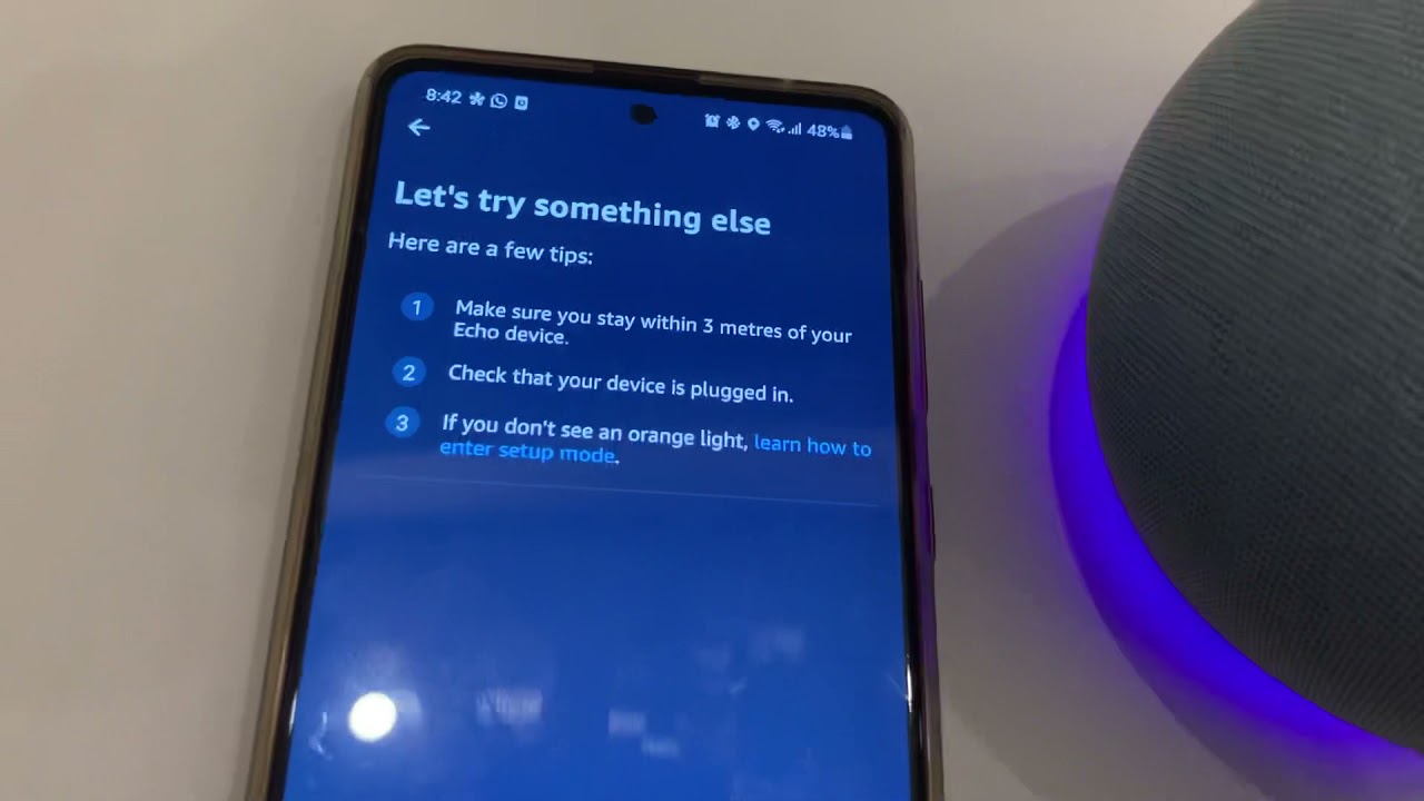 New Echo dot 4th gen. Connection error during setup - seeking solution