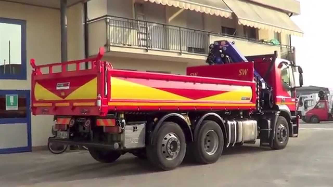 Iveco Stralis  3 assi - Cassone ribaltabile con sponde apribili idraulicamente e gru Pm