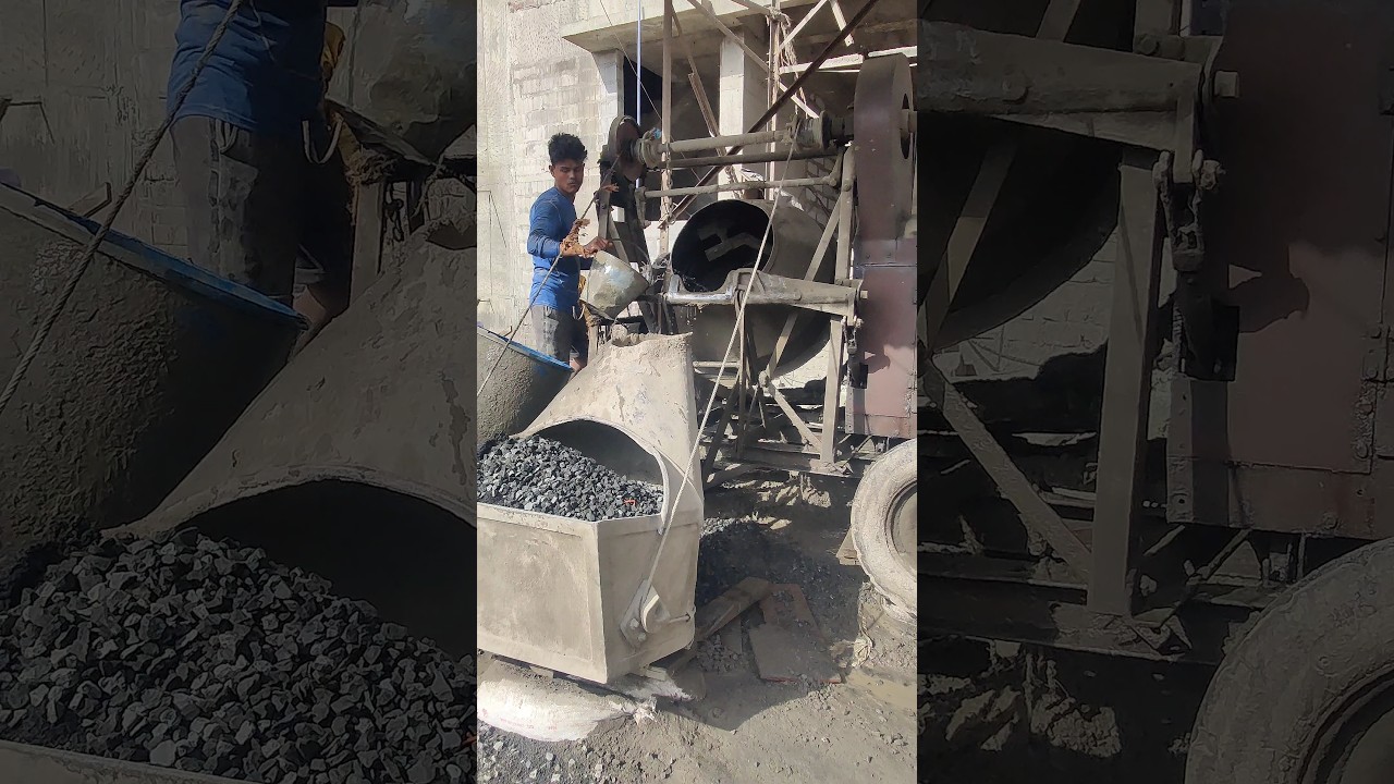 high speed manual concrete mixing worker. #worker #fast #concrete #manual #civil #worker #mixer