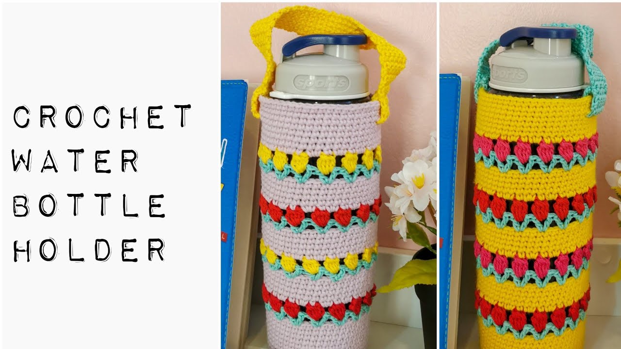 كروشيه حامل زجاجة ماء|crochet water bottle holder