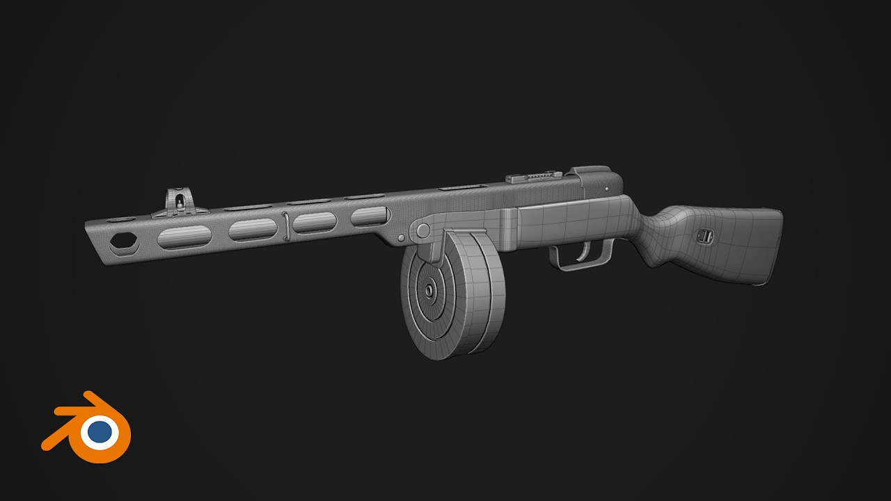 Blender PPSh-41 Speed Modeling Timelapse | Full 3D Modeling Process