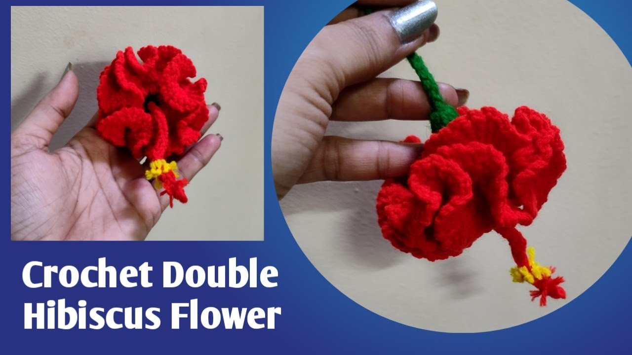 Crochet Double Hibiscus Flower #crochetflower