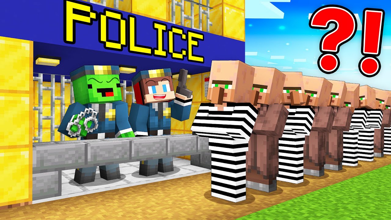 JJ and Mikey Open RICH POLICE STATION in Minecraft - Maizen