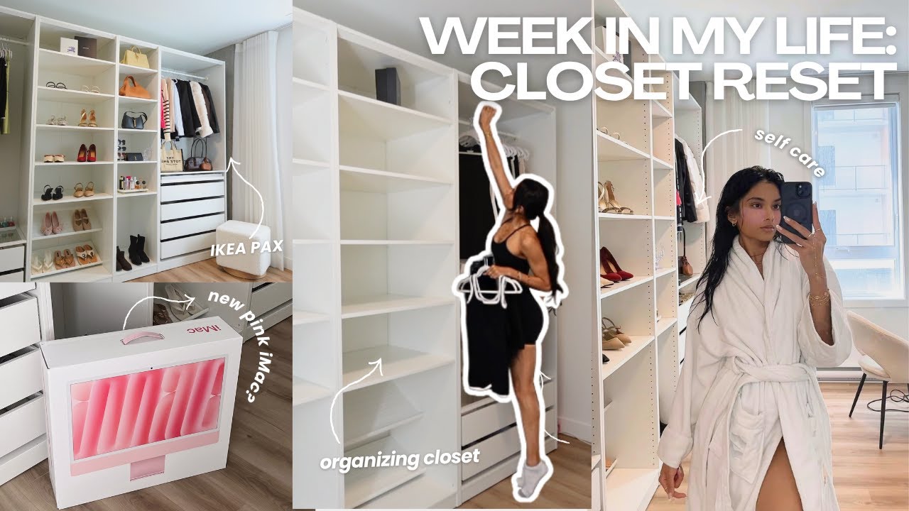 MOVING VLOG | organizing my dream closet + unboxing my new pink imac