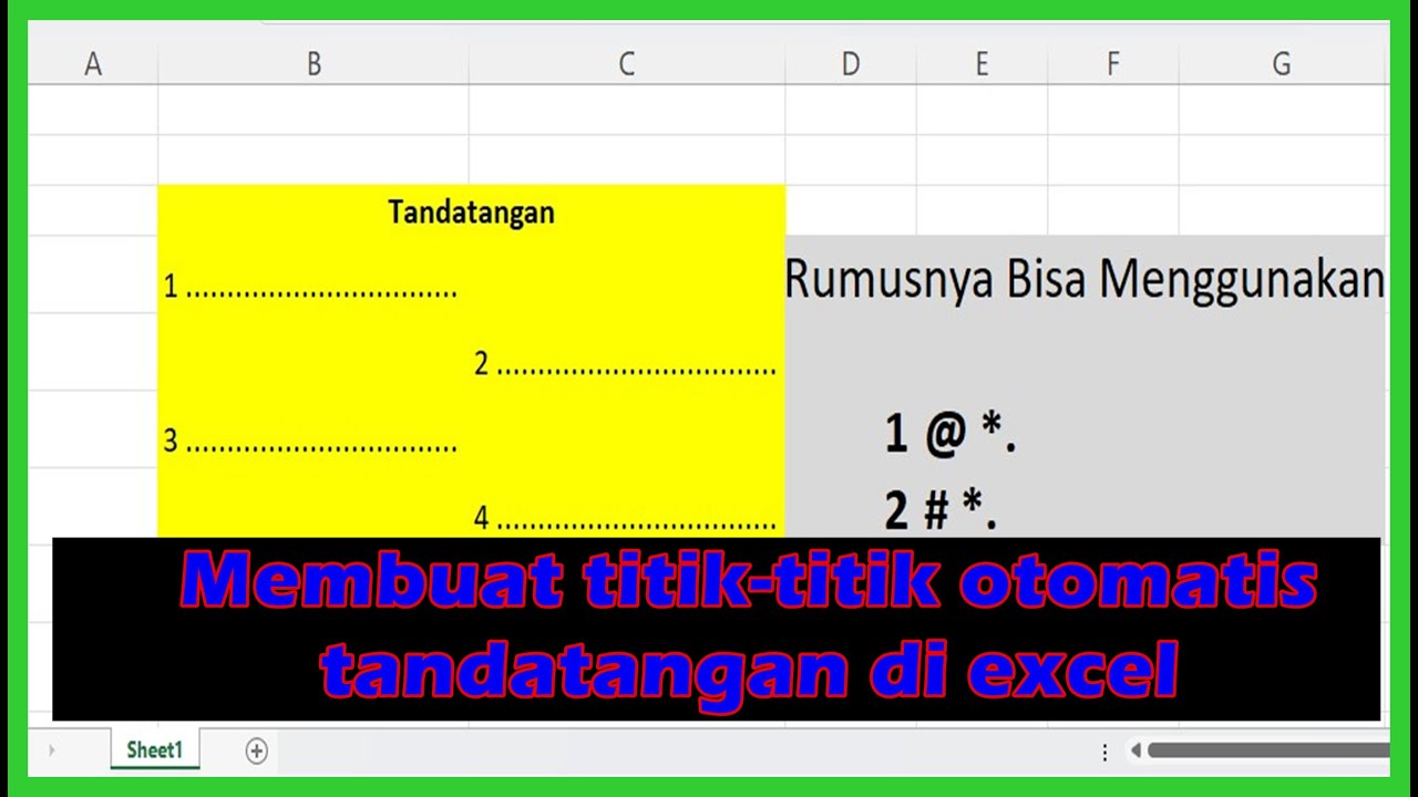Cara Membuat titik-titik otomatis untuk kolom tandatangan di excel