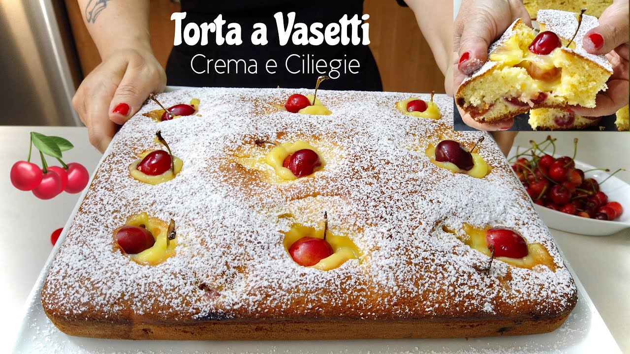 TORTA A VASETTI SOFFICISSIMA ALLO YOGURT CON CREMA E CILIEGIE 🍒 ricetta facile 🍒