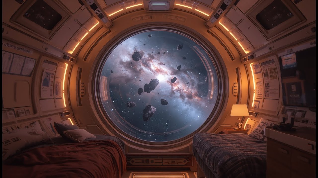 Relaxing by a Space Station Window | Calm Relaxing Ambient Music While Stars Drift By