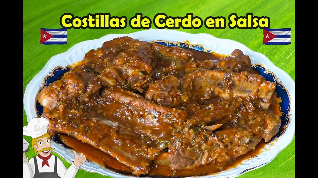 Costilla de Cerdo  en Salsa a lo Cubano-costillas de puerco comida cubana