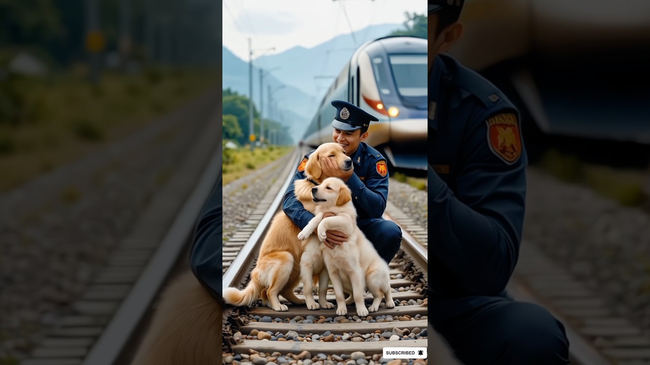 Heroic dog action saves train passengers from danger . 🐕#rescue#dog#shorts